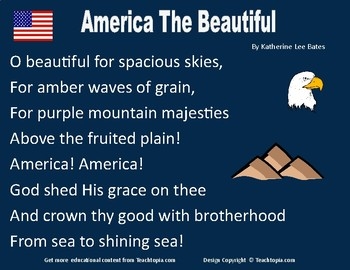 America The Beautiful Lyrics Printable Poster