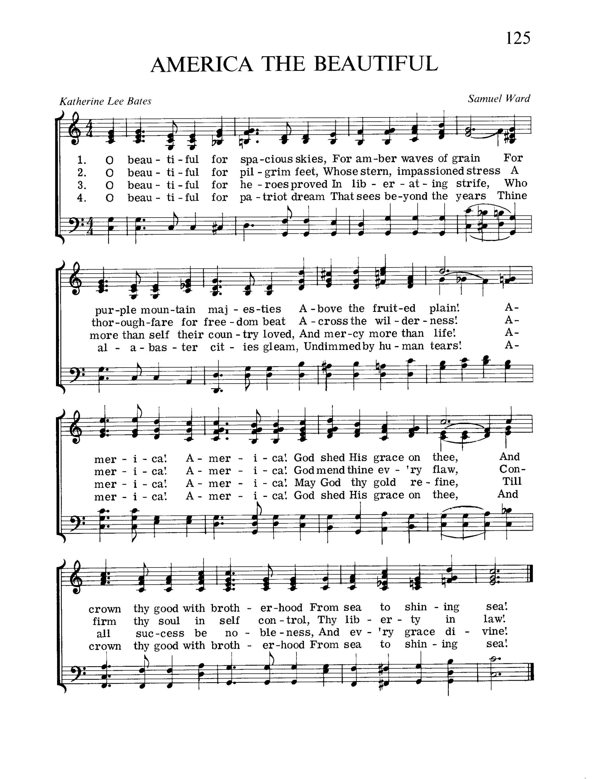 America The Beautiful Lyrics Printable