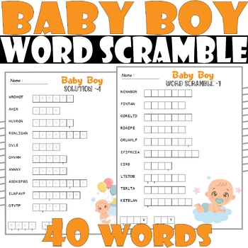 Baby Boy Word Scramble Puzzle All About Baby Boy Word Scramble Activities