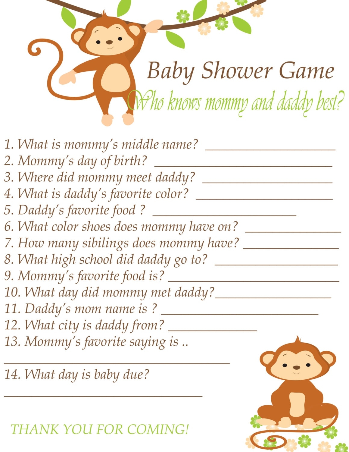 Games For Baby Showers Free Printable