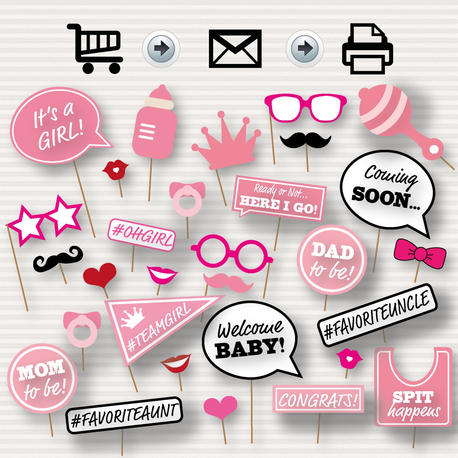 Baby Shower Printable Photo Booth Props Baby Shower Etsy