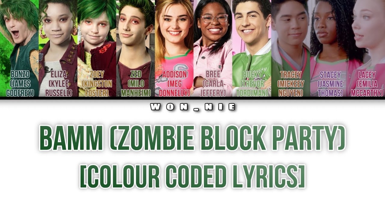 BAMM Zombie Block Party By ZOMBIES Colour Coded Lyrics YouTube