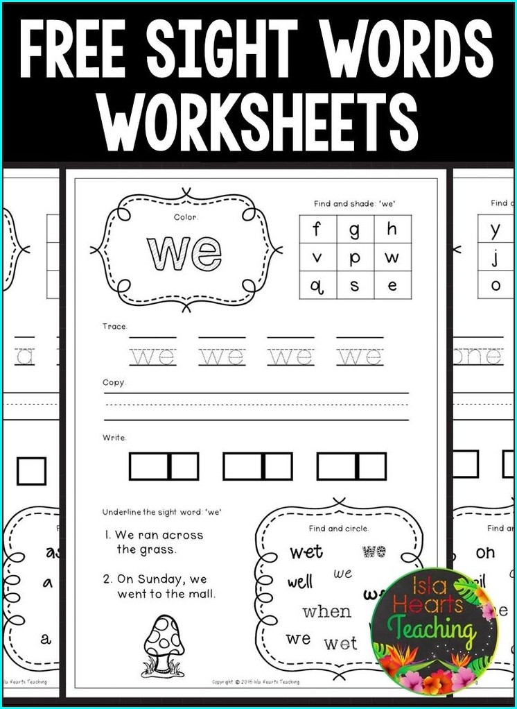 Beginner Kindergarten Sight Words Printables