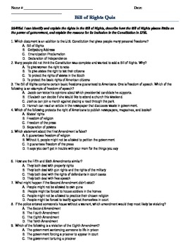 Bill Of Rights Quiz Or Worksheet By Leslie Nordmann TPT Bill Of Rights Quiz Or Worksheet By Leslie Nordmann TPT