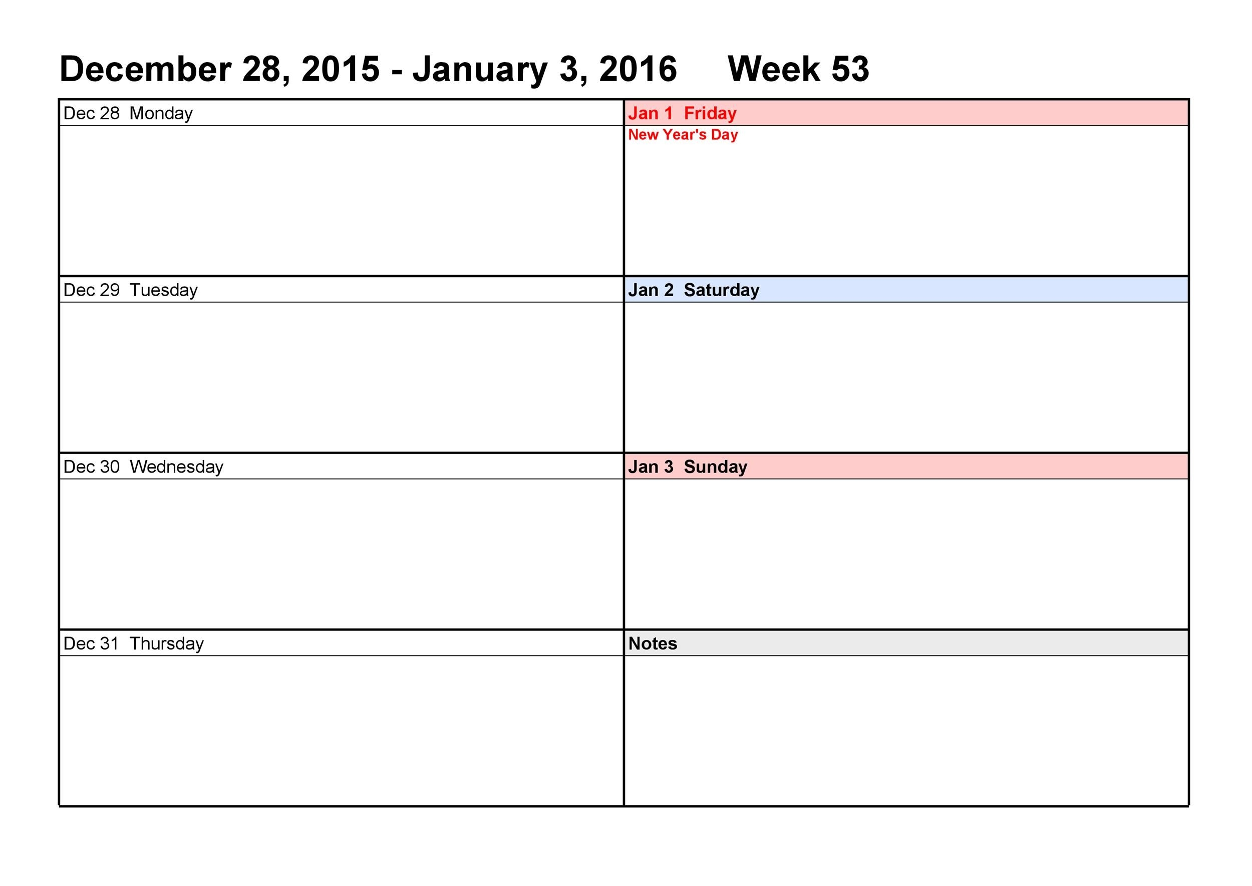 Blank Weekly Calendar 2025 Felix I Madsen