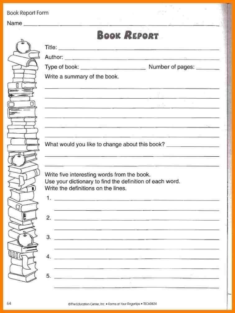 Book Report Template 5th Grade Pdf 7 