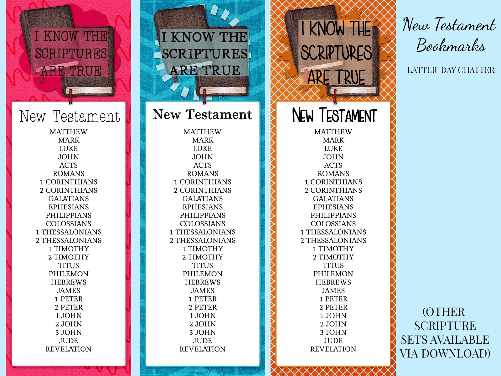 Books Of The Bible Bookmark Printable