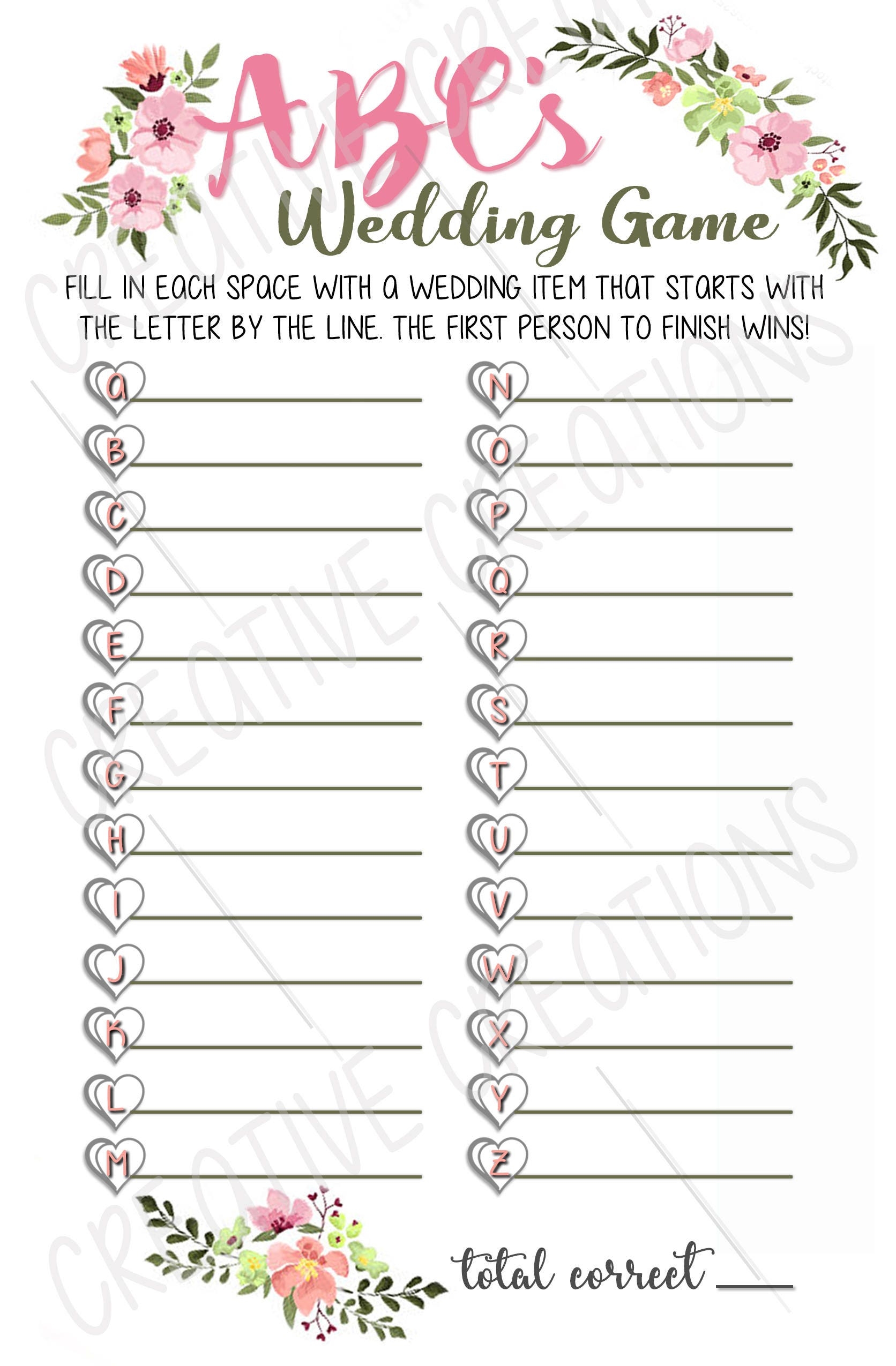 Bridal Shower Game Abc 39 s Bridal Shower Game Printable Template Free 