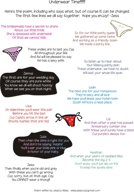 Bridal Shower Panty Poem