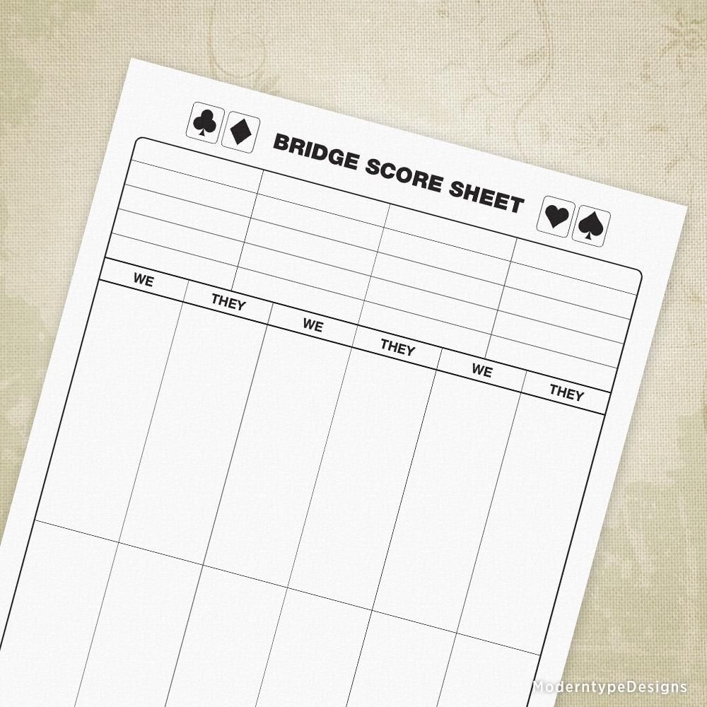 Bridge Score Pads Printable Free Bridge Score Pads Printable Free