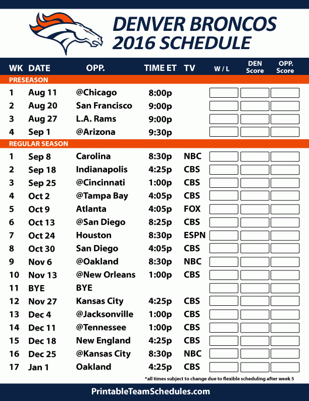 Broncos 2025 Schedule Pdf Stella A Greig