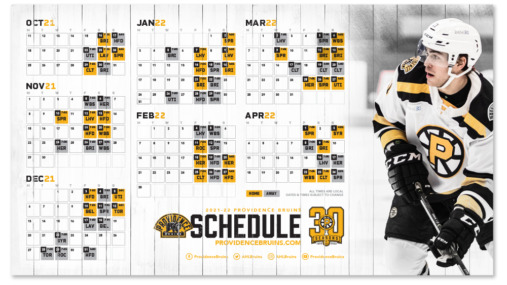 Boston Bruins Printable Schedule 2025-20
