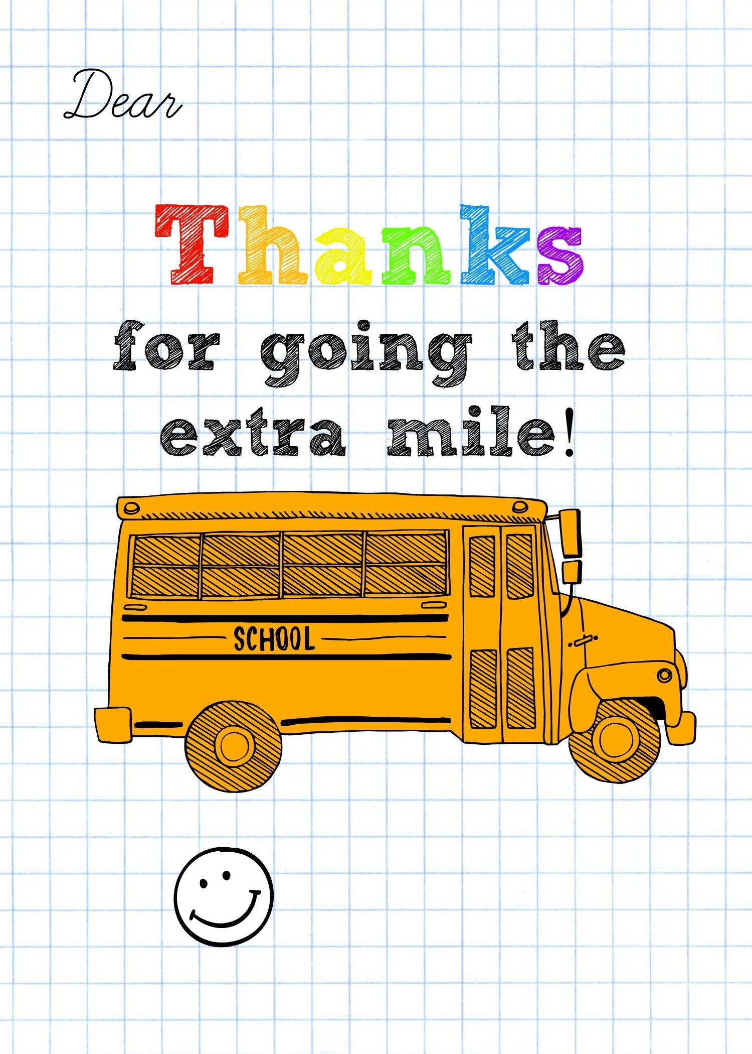 Bus Driver Thank You Card Free Printable