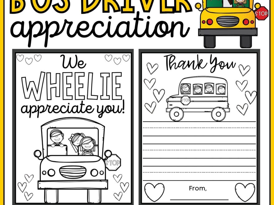 Bus Driver Appreciation Thank You Letters Coloring Pages Download
