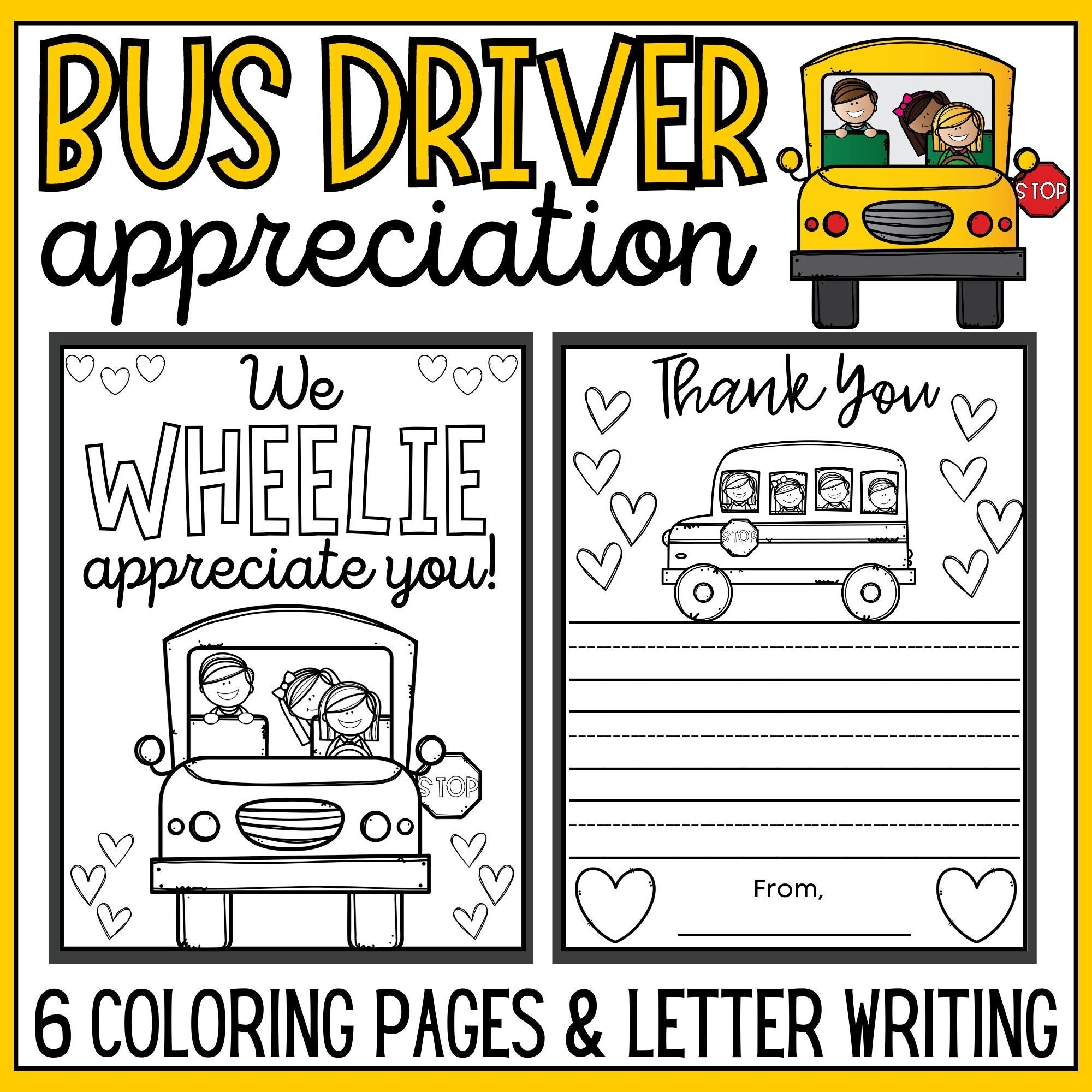 Bus Driver Appreciation Thank You Letters Coloring Pages Download 