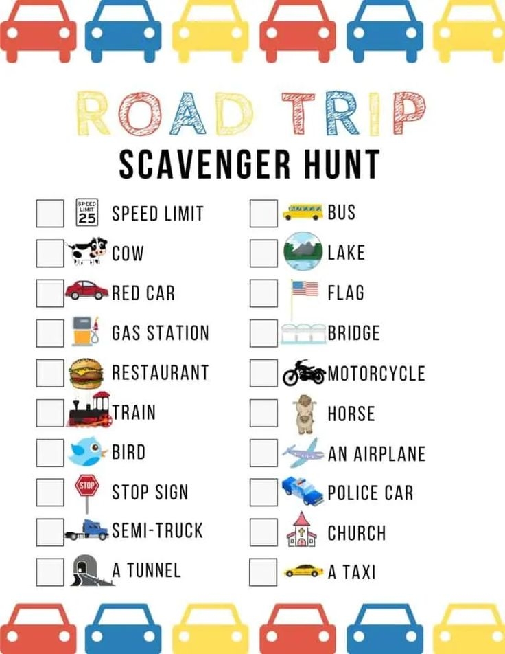 Car Ride Scavenger Hunt Printables