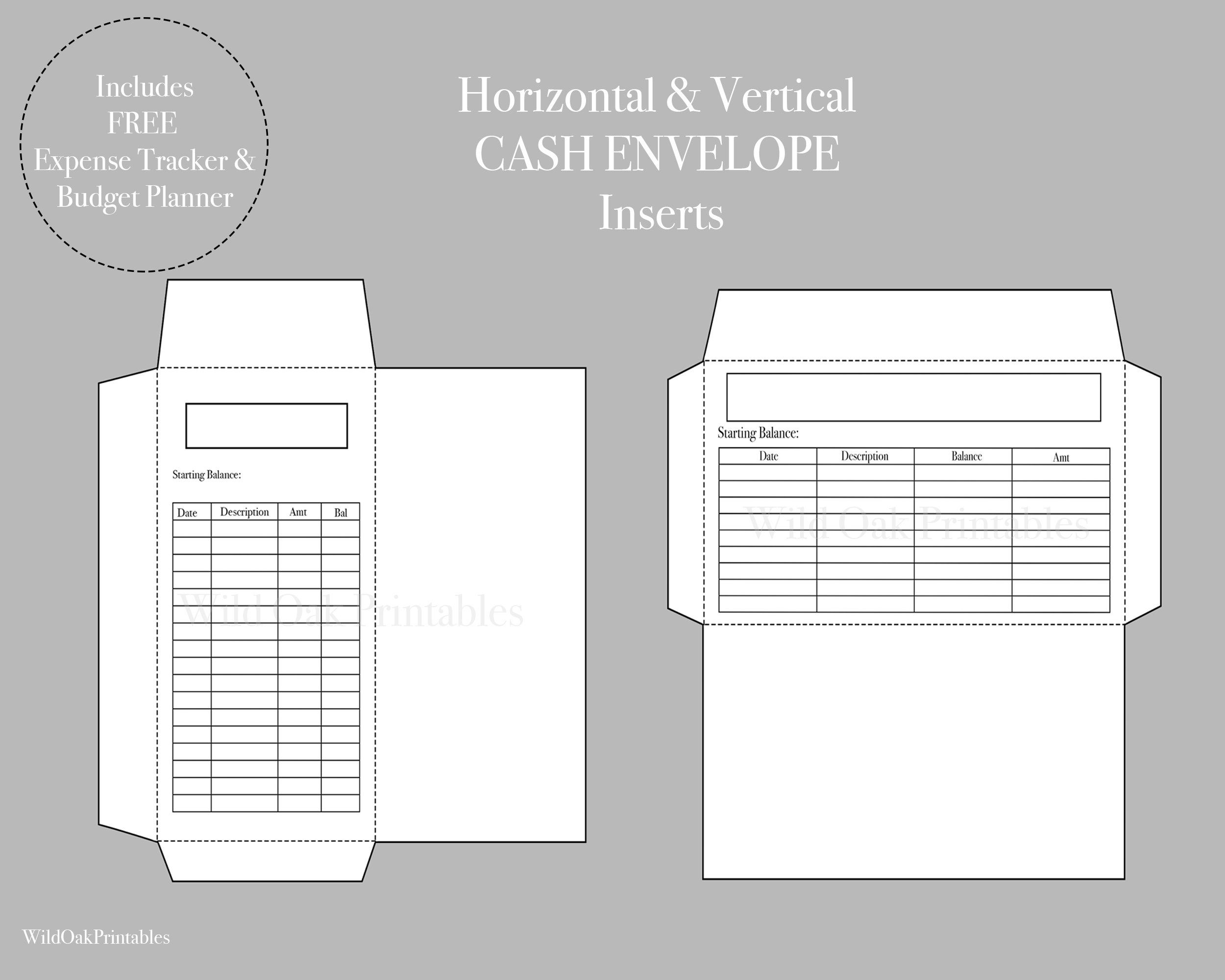 Free Printable Horizontal Cash Envelopes