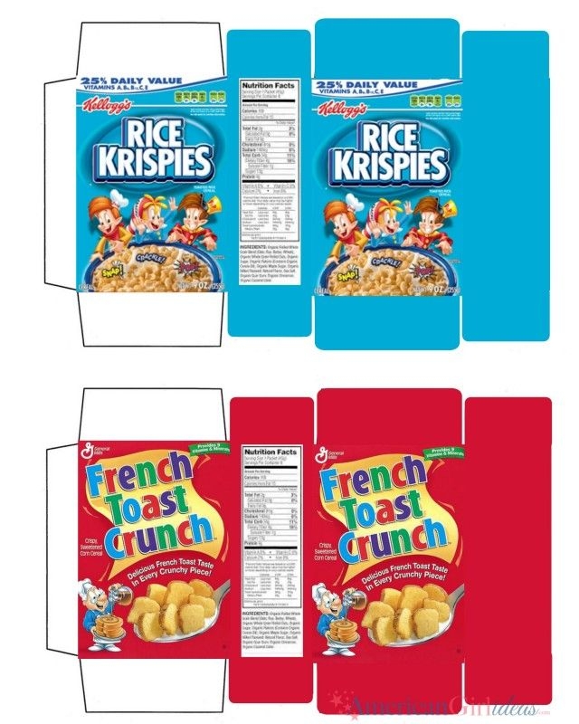 Cereal Printable 5 Food Printables American Girl Doll Printables 