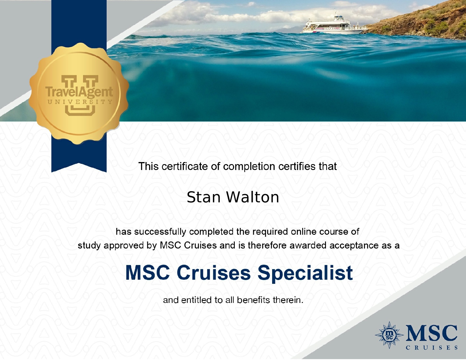 Printable Certificates For Cruise Ships