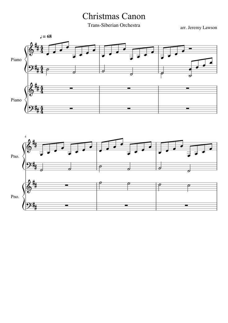 Christmas Canon Piano Sheet Music Printable Free