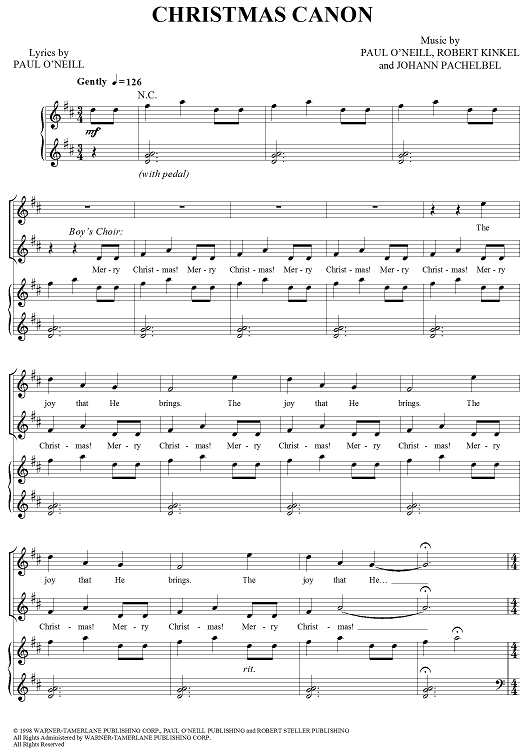 Christmas Canon Piano Sheet Music Printable Free