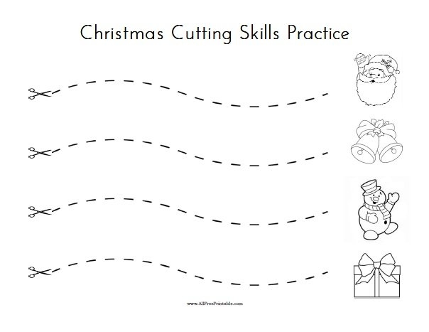 Christmas Cutting Skills Practice Free Printable