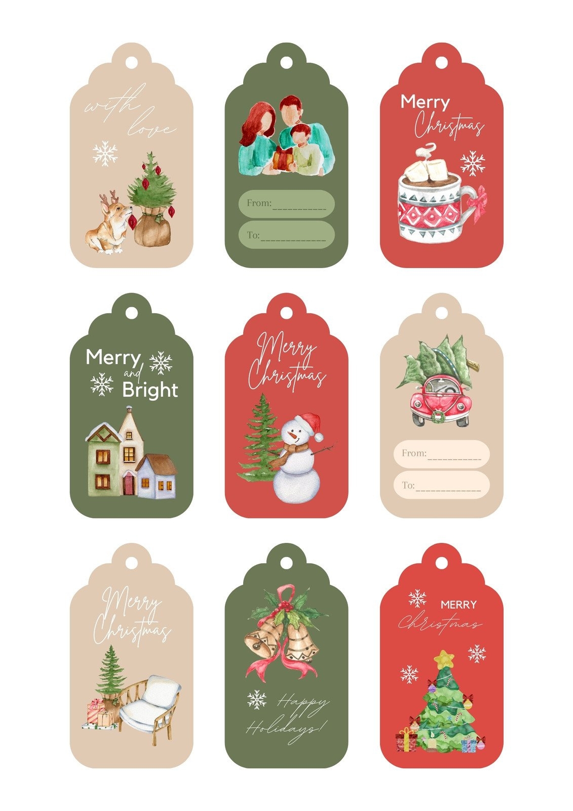 Christmas Gift Tags Printable FREE Printable A Z