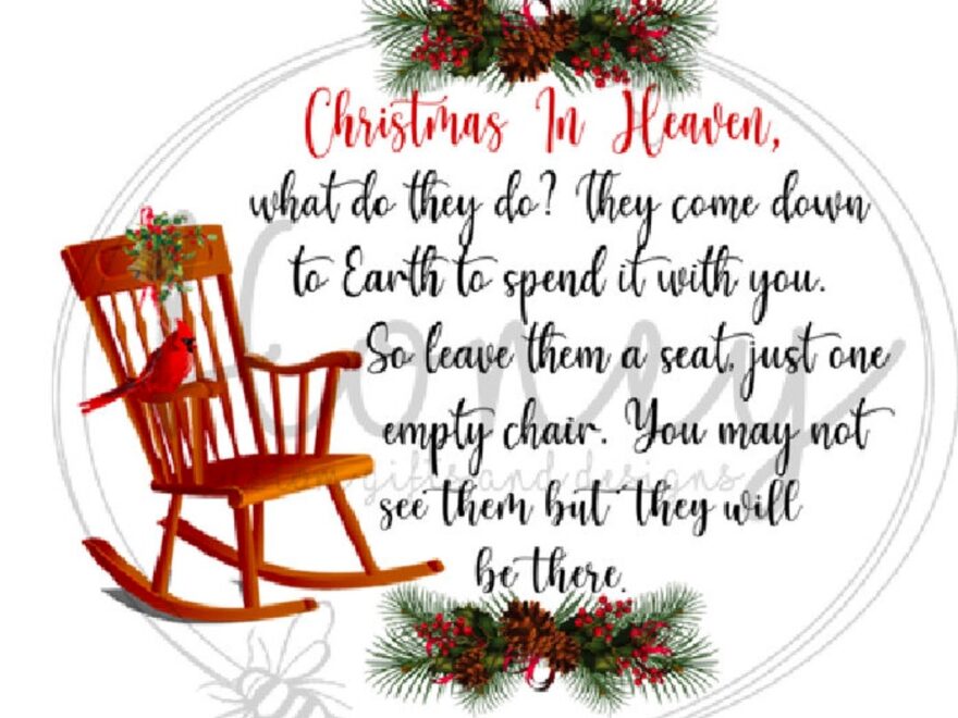 Christmas In Heaven Poem With Rocking Chair And Red Cardinal