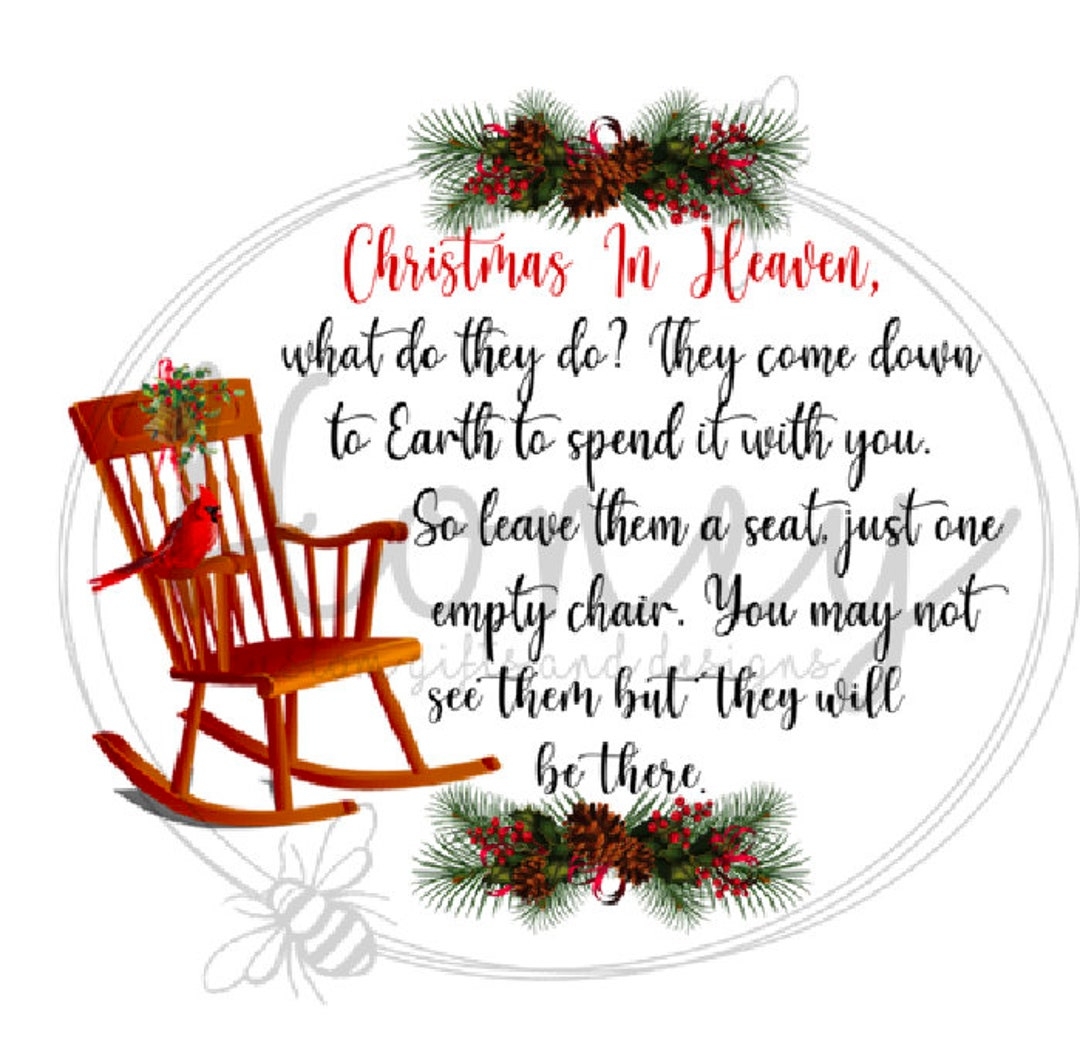 Christmas In Heaven Poem With Rocking Chair And Red Cardinal 