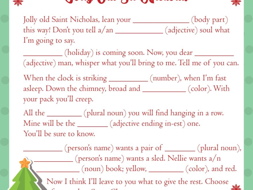 Christmas Mad Libs Sheets 11 Free PDF Printables Printablee