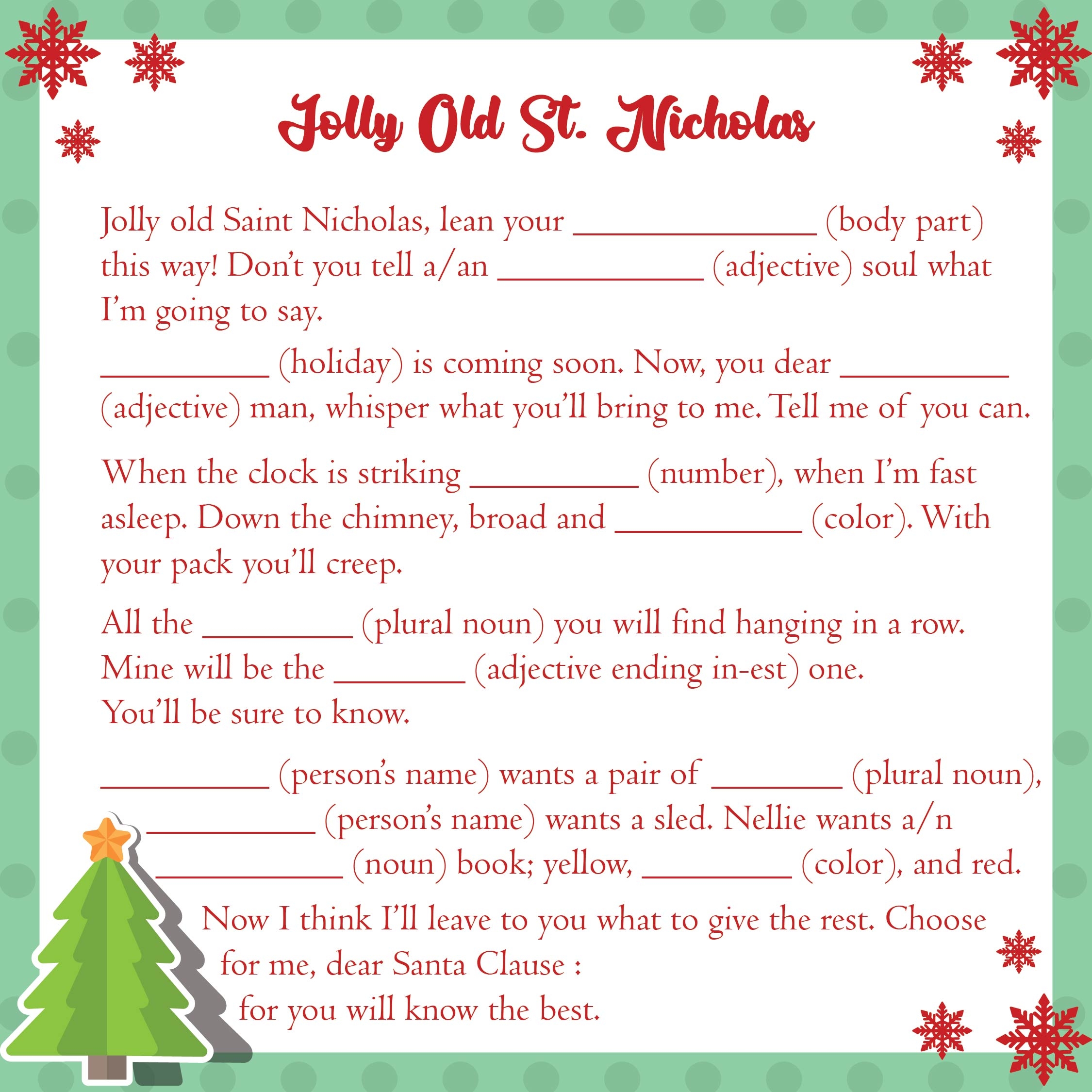 Christmas Mad Libs Sheets 11 Free PDF Printables Printablee