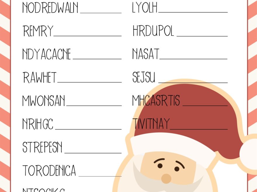 Christmas Word Scramble 14 Free PDF Printables Printablee