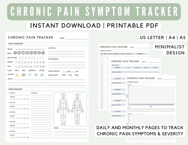 Chronic Pain Symptom Tracker Chronic Illness Journal Medication Log 