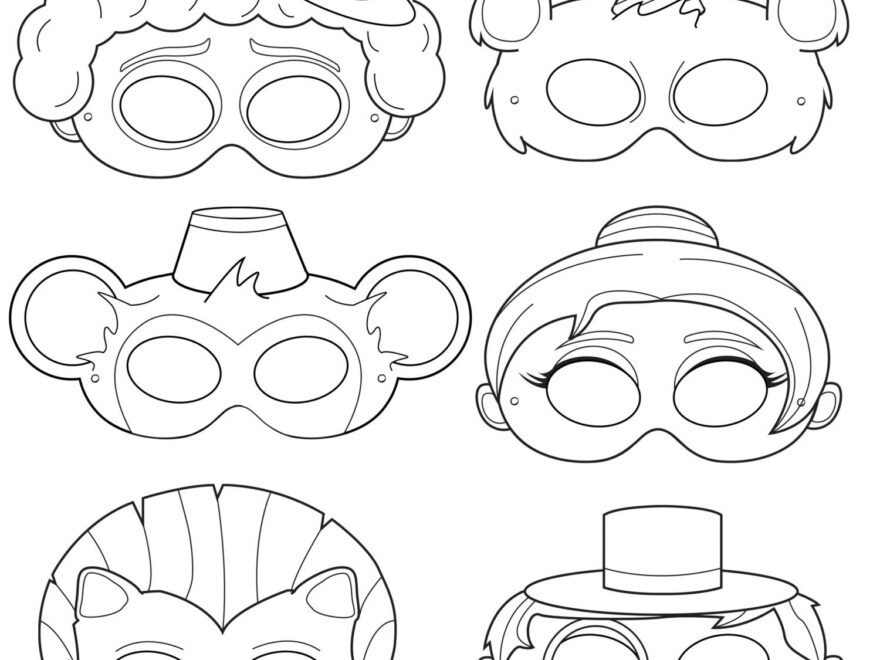 Circus Printable Coloring Masks Clown Mask Bear Mask