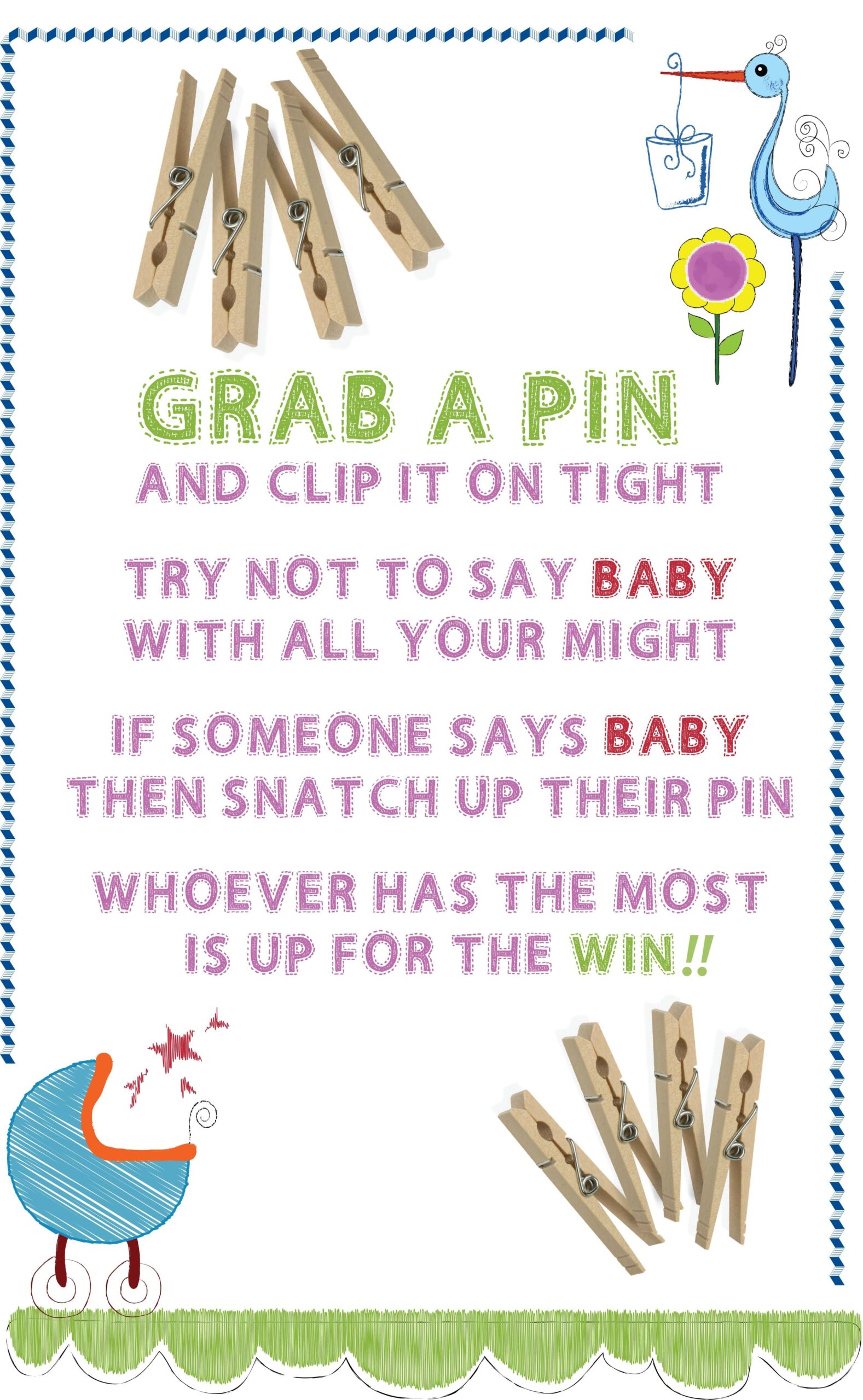 Clothes Pin Baby Shower Game Printable