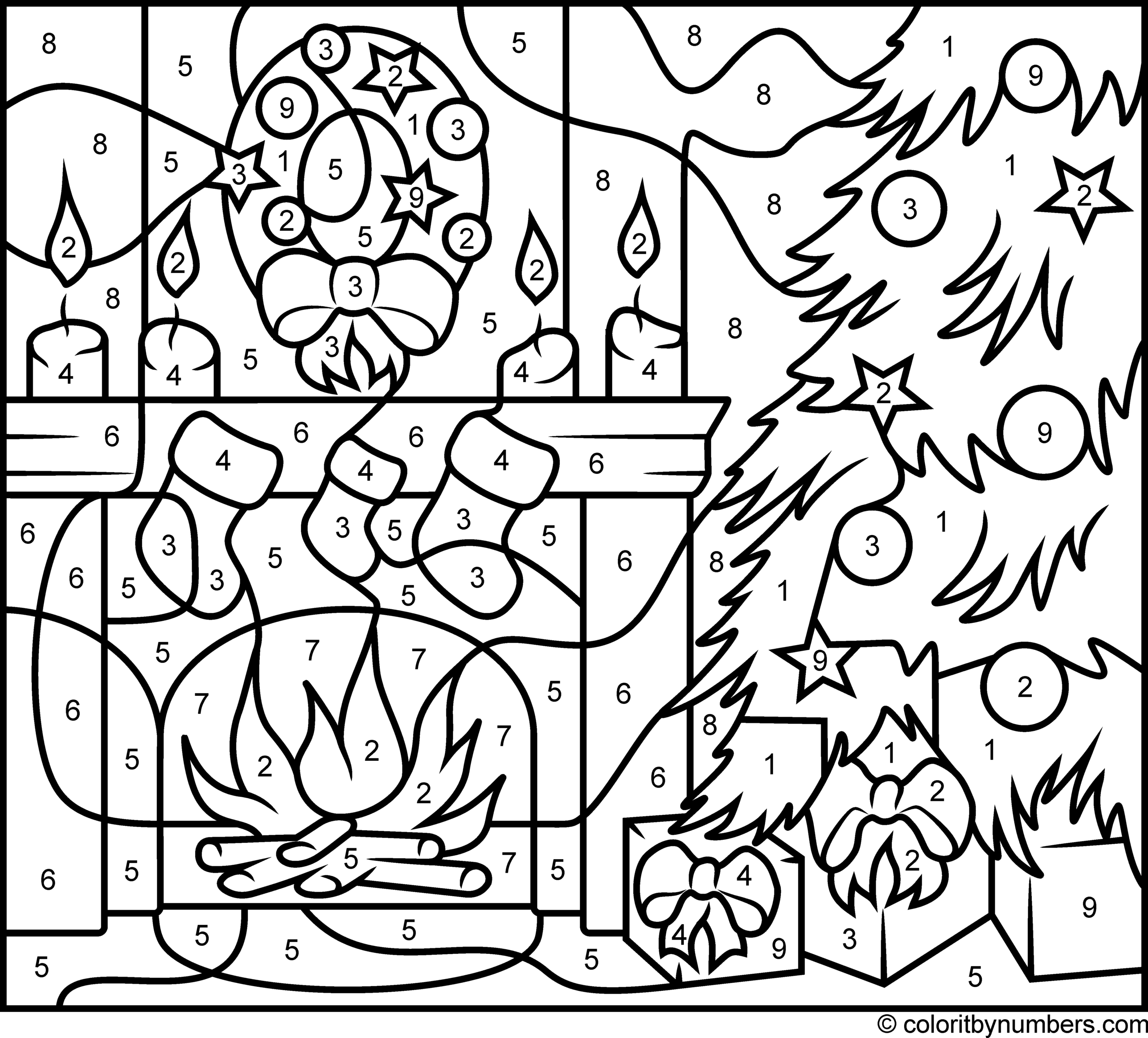 Color By Number Christmas Coloring Pages
