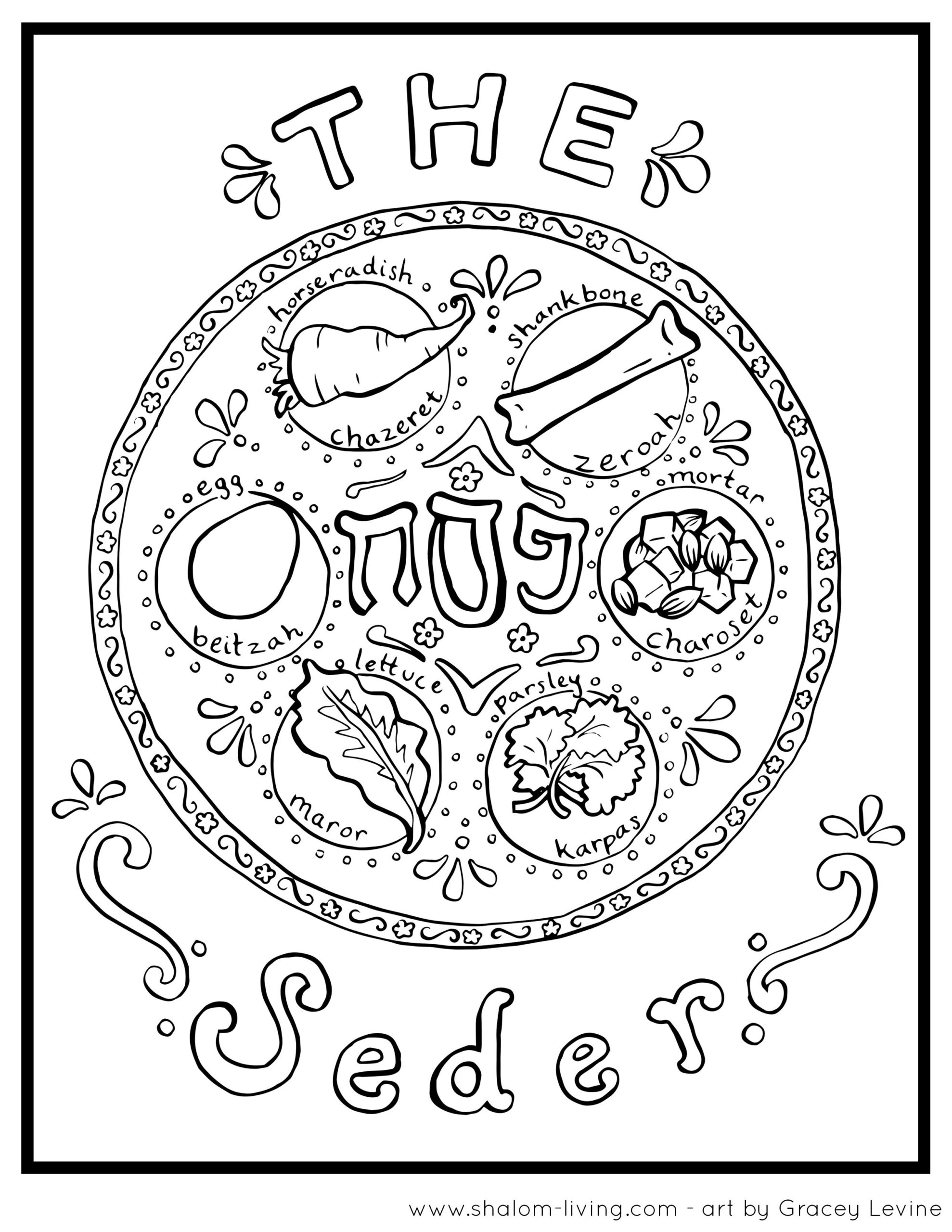 Coloring Pages Of Seder Plate Symbols