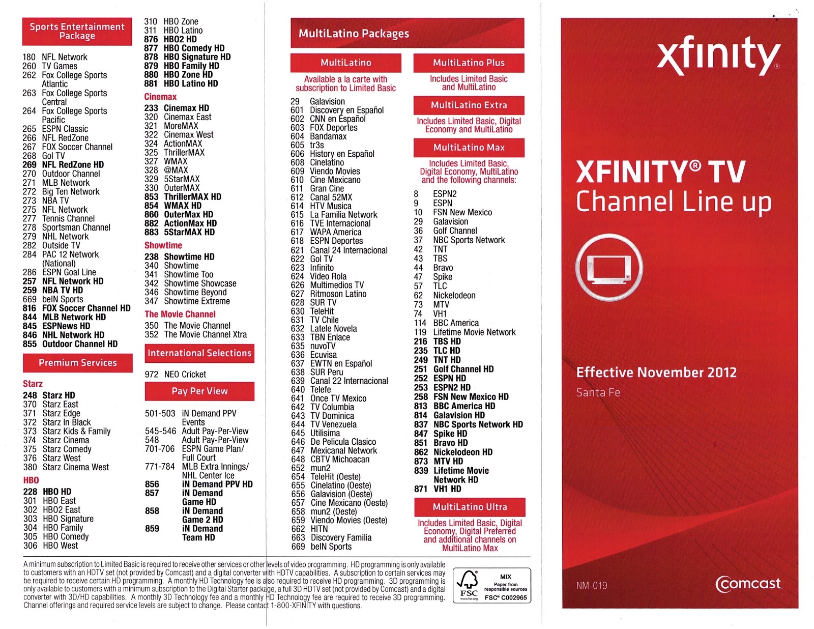 Printable Comcast Channel Guide 2025