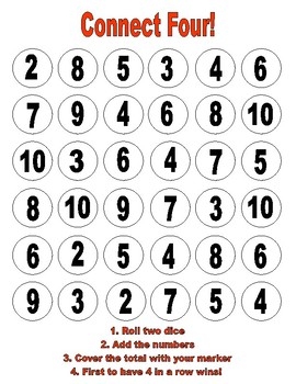 Connect Four Math Game Addition And Subtraction By Jennifer Kedash