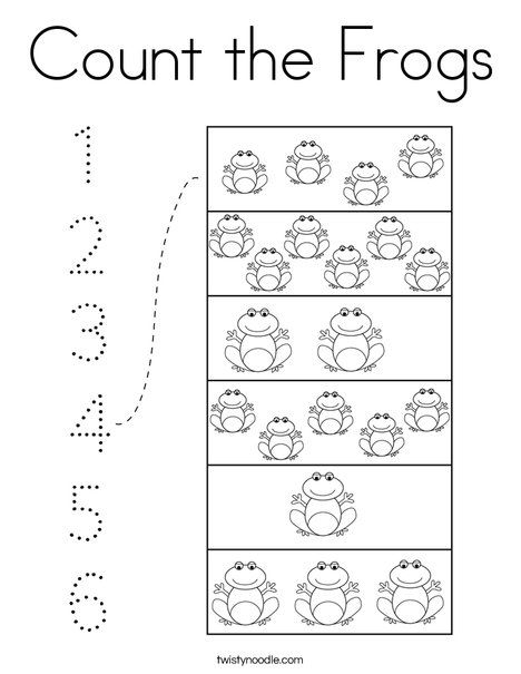 Count The Frogs Coloring Page Twisty Noodle Frog Coloring Pages
