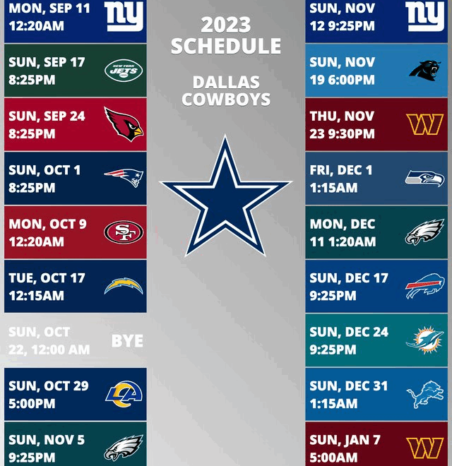 Cowboys Uniforms Schedule 2025 B Kenny Ward