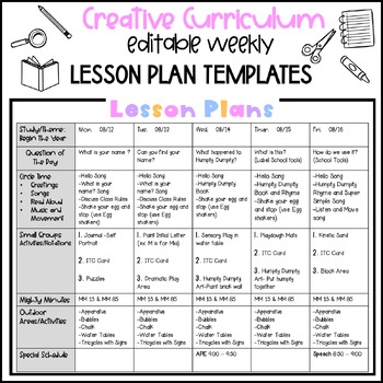 Creative Curriculum Editable Lesson Plan Template By Preschool Is Life Creative Curriculum Editable Lesson Plan Template By Preschool Is Life
