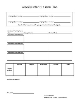 Creative Curriculum Infant Lesson Plan TpT