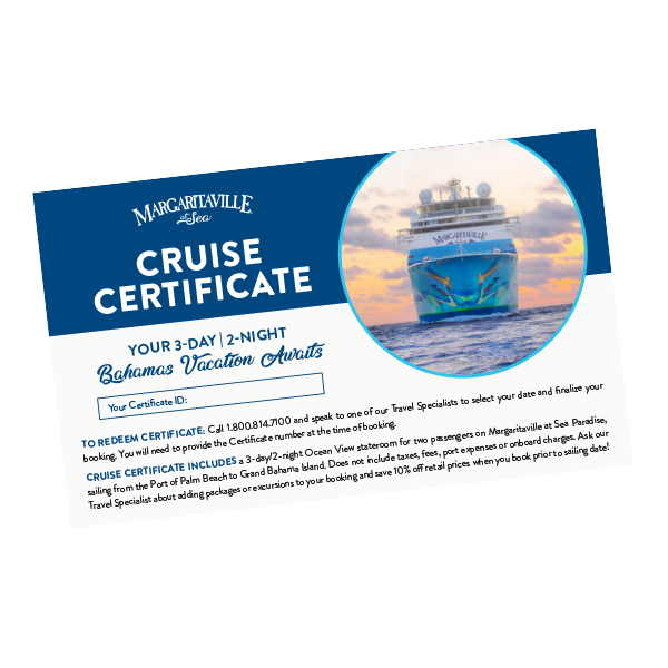 Cruise Certificate From Bahamas Paradise Cruise Line Cruise Certificate