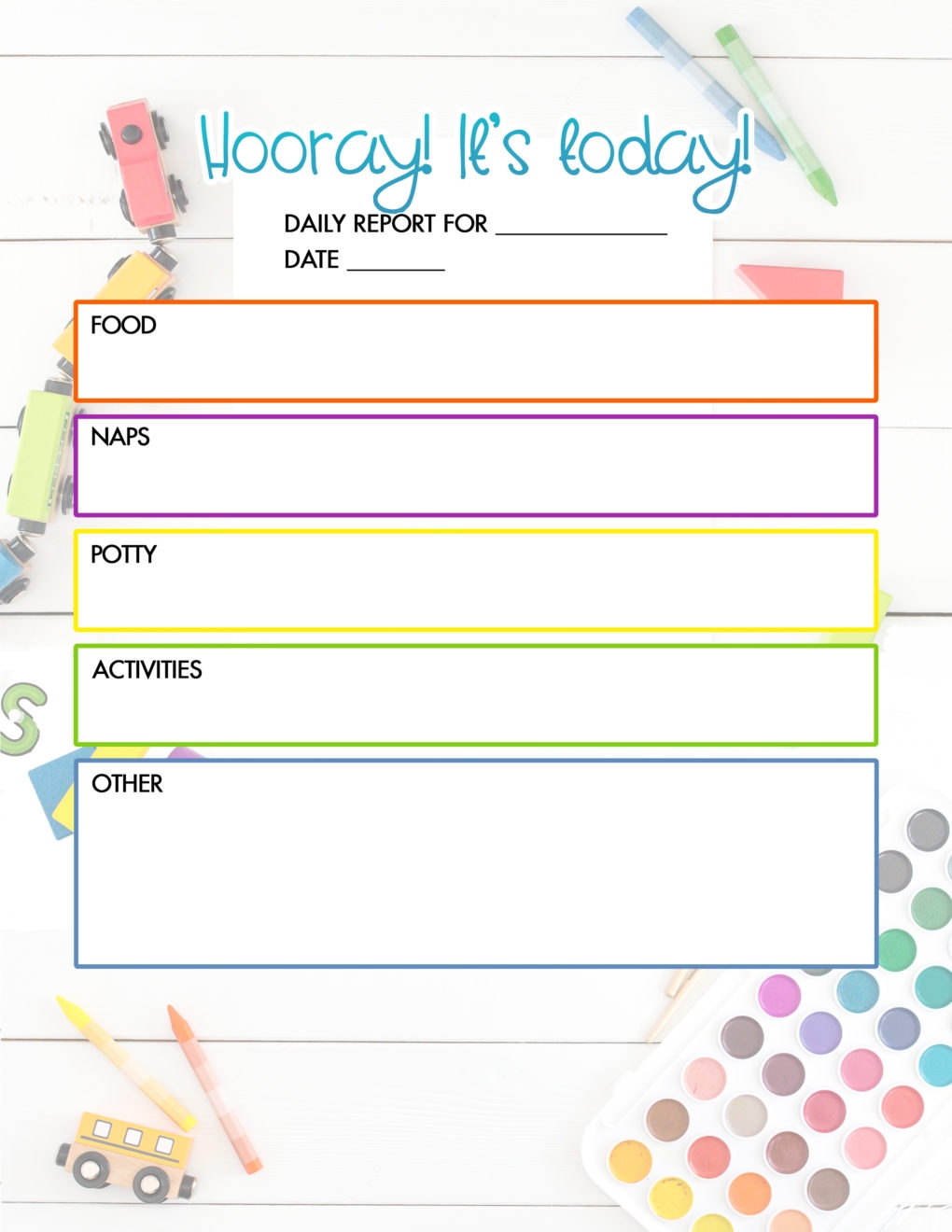 Daycare Free Printable Infant Daily Report