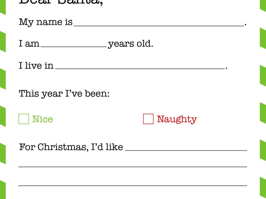 Dear Santa Letter Printables FREE Printabulls