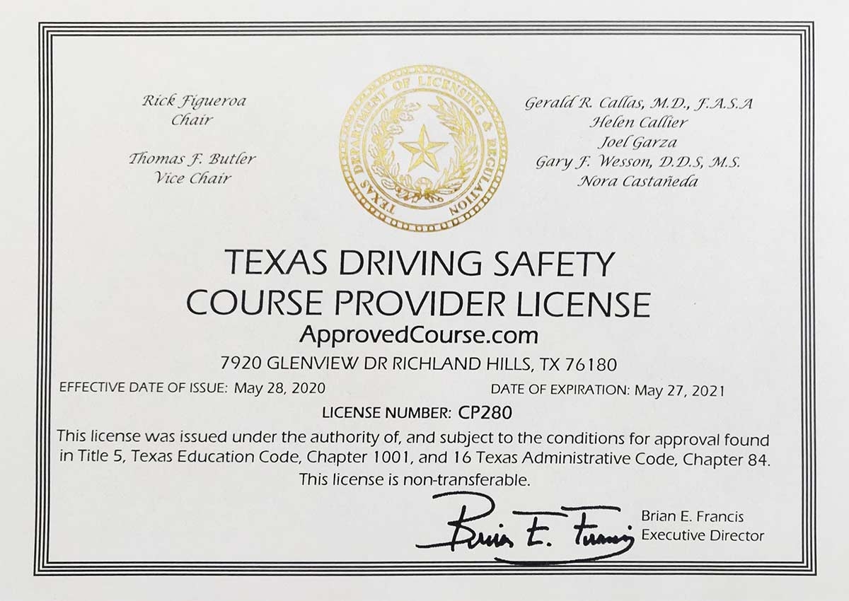 Defensive Driving Course Online Texas Free Printable Certificate