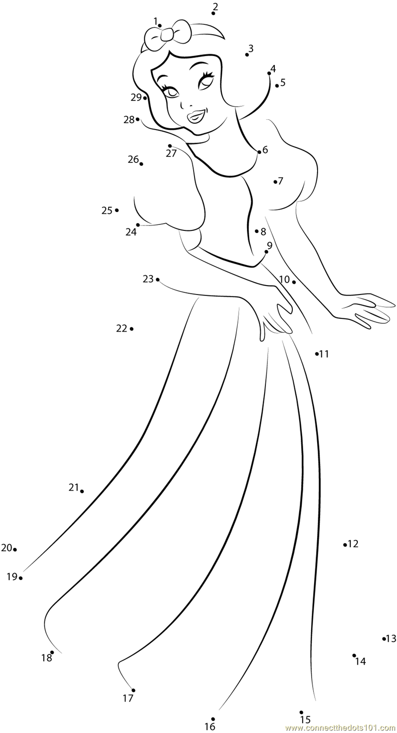 Disney Princess Snow White Dot To Dot Printable Worksheet Connect The 