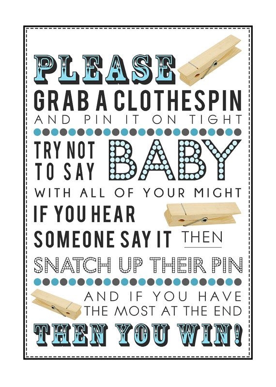 Don 39 t Say Baby Clothespin Game Printable Baby Shower Games Boy Baby 