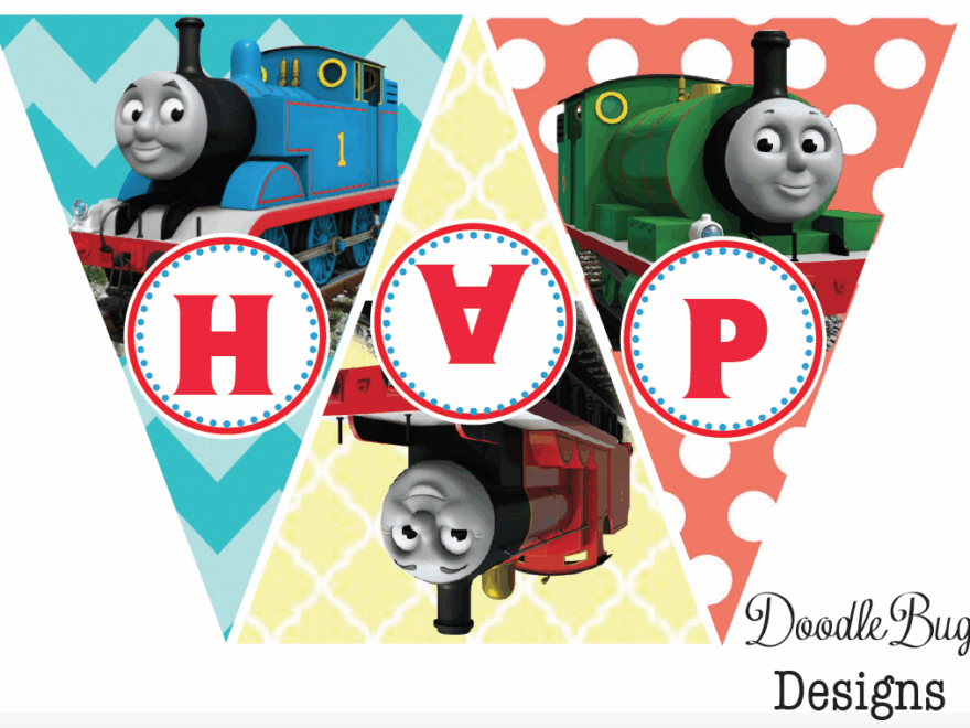 DoodleBug Designs Thomas The Train Birthday Banner Free Printable